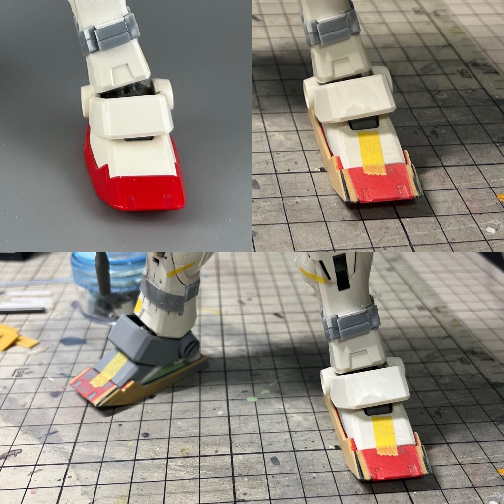 スリッパ改修。側面をがっつり削ってプラ板で形状変更