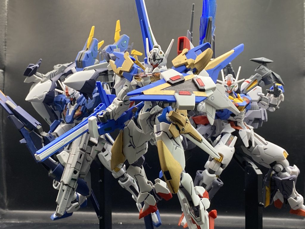 エアリアル、エアリアル改修型、ルブリスでパシャリこれでルブリスからエアリアル改修型までの系譜が全て揃った事に！