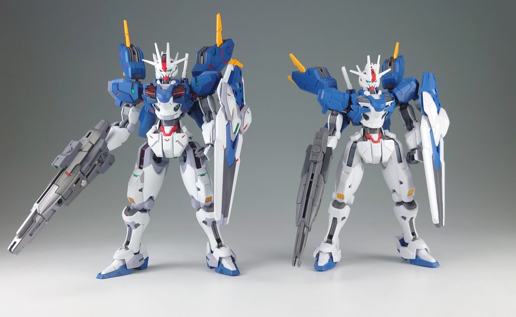 パチ組みとの比較です。胴体は無改造ですが大分頭身が変わりました。