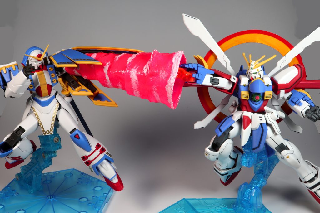 次回、機動武闘伝Gガンダム!「騎士の誇り!奪われたガンダムローズ」にレディ、ゴーーッ!!!!実際にローゼスハリケーンとぶつかるのはゴッドスラッシュタイフーンですが、細かい事はおいておいて・・・