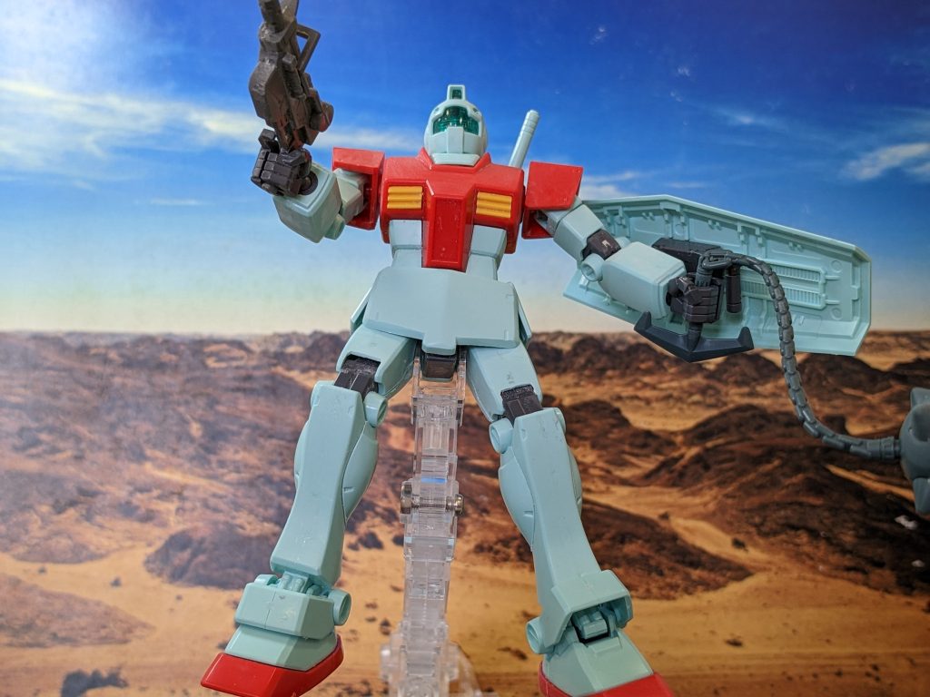 宇宙世紀0079年9月23日。ホワイトベースがジオンの勢力下である北米に不時着したという報告を受けたレビル将軍は、特命でホワイトベースへの補給部隊を編成した。その特命をマチルダ大隊の護衛のため、まだ未完成だったジムは、基本設計を無視する形で急造し補給任務へと向かった。北米へ向かう途中、ジオンの防衛隊と交戦し、ジムの部隊を降下。