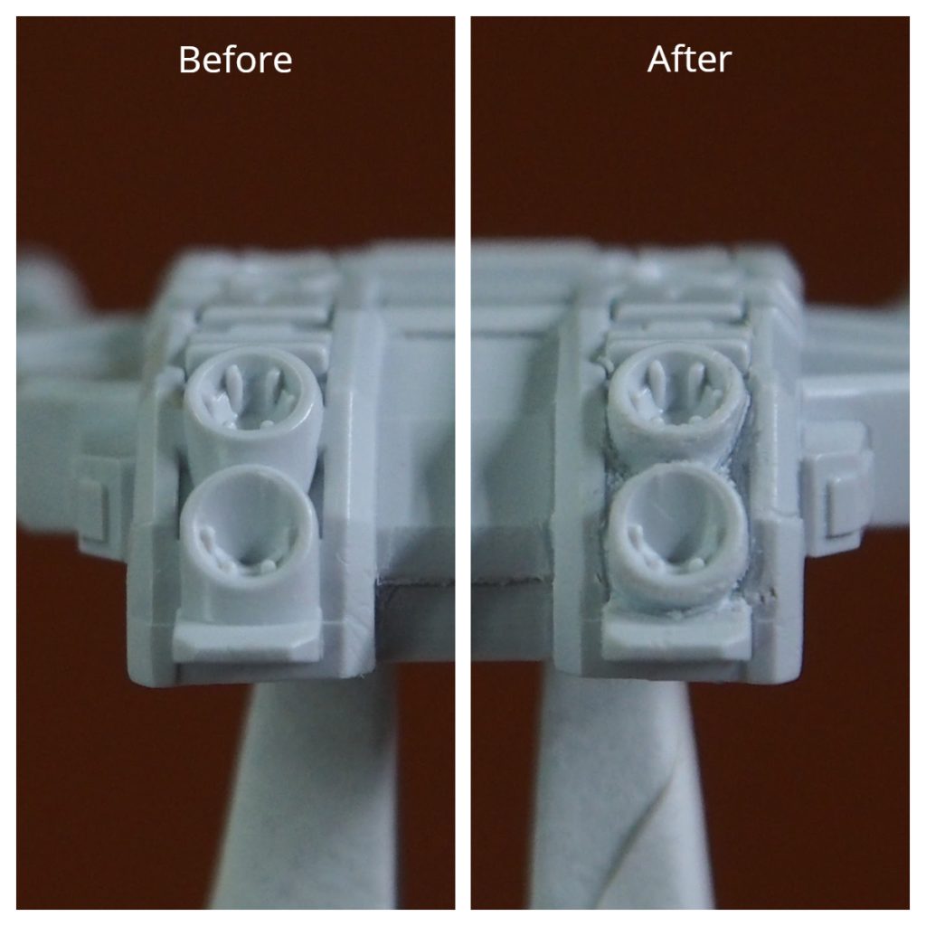 スラスター周りのプラスチックを掘って、形を整えました。