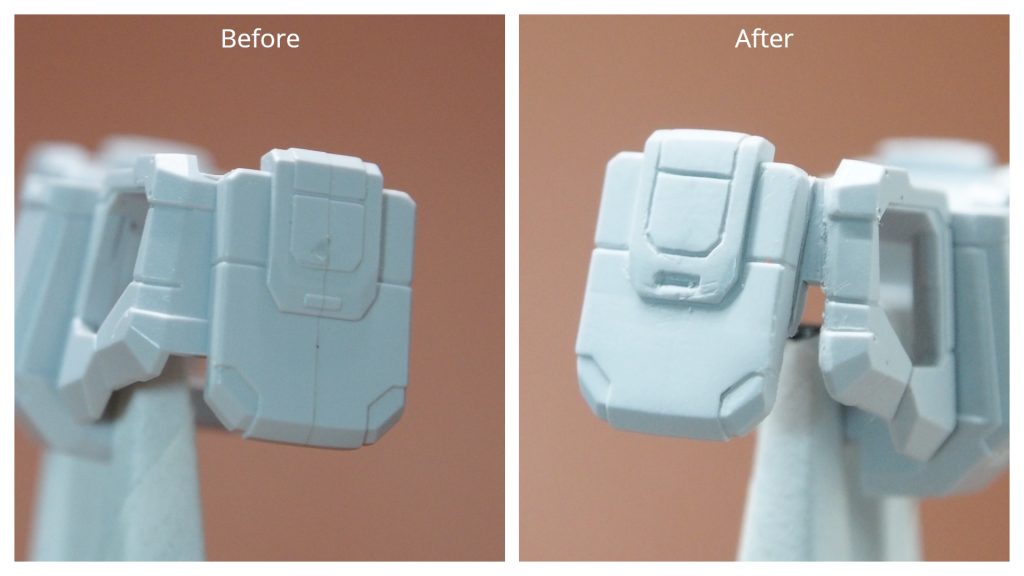 腰アーマーの間隙間を開けて、立体感を足しました。