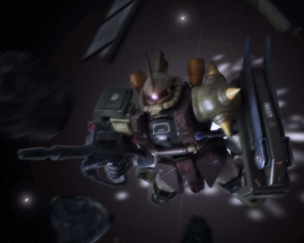 「藪をつついたらまだ蛇がいたかっっ！ミーシャ援護しろっ！」シュタイナーはフルスロットルで機体を疾走らせる。「アンディっ、無事かっ⁉」その問いに返答はなかった。だが機体の状態から見てまだ死んじゃいない筈だ。シュタイナーは120mmマシンガンの有効射程まで白い影と距離を詰める。「あれが青二才が仕留め損なった連邦の白いMSのようだな…」