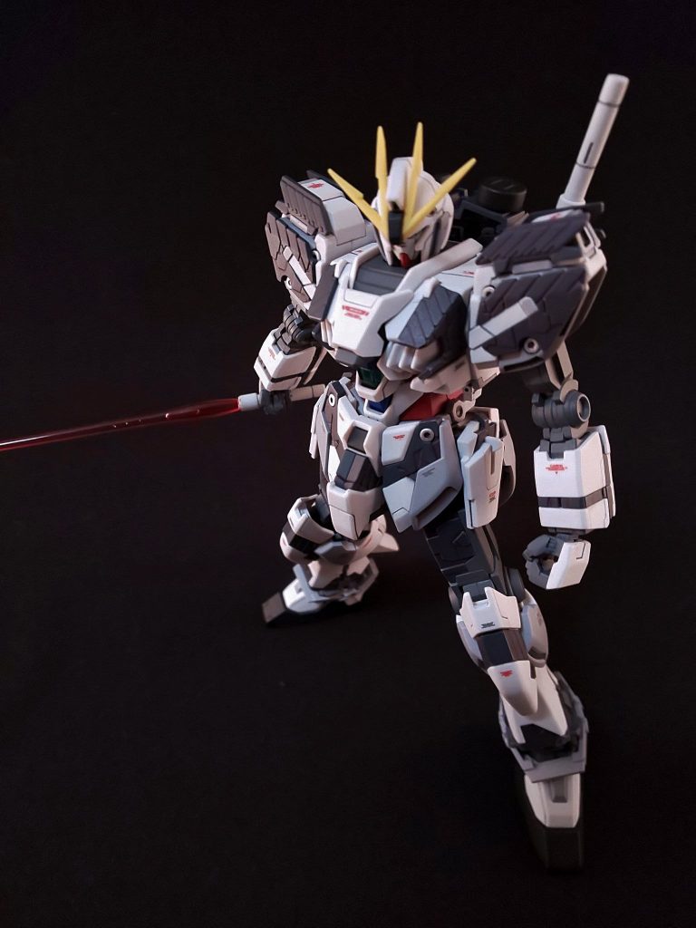 おまけナラティブ。サイコフレーム発動前？地味になりましたがこれはこれでかっこいいんではないでしょうか。MG MK-Vをシルヴァバレトサプレッサーに改造する技術が欲しい🙃