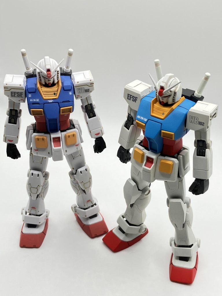 2021年作成の物と比較処理方法や塗装注意箇所など、まだまだこのキットを攻略出来たとは思えないので、素体が一緒のフルアーマーガンダム辺りでリベンジを果たせたら・・と思いました。