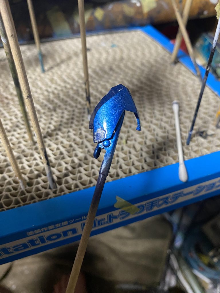 綿棒でざっくりタレた部分を拭き取り