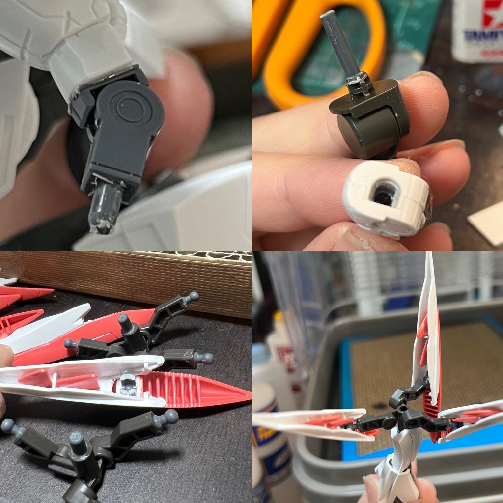 膝の関節と足の付け根、爪の関節を全てボールデンに置き換えました。ポージングもですが、そのままだと後はめが皆無だし摩耗も酷かったですw