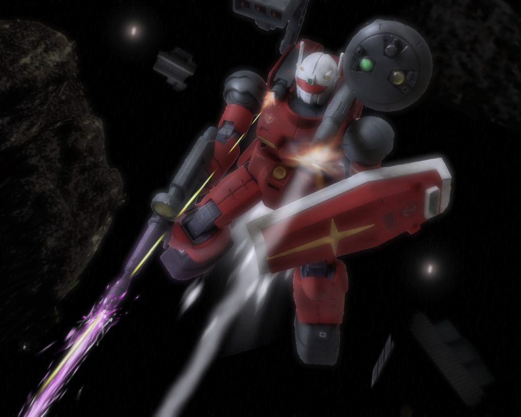 「うわーっ!」レイドは岩塊の影から飛び出しありとあらゆる火器を出し惜しみなく撃つ。もはやロックオンなどせず無我夢中であった。