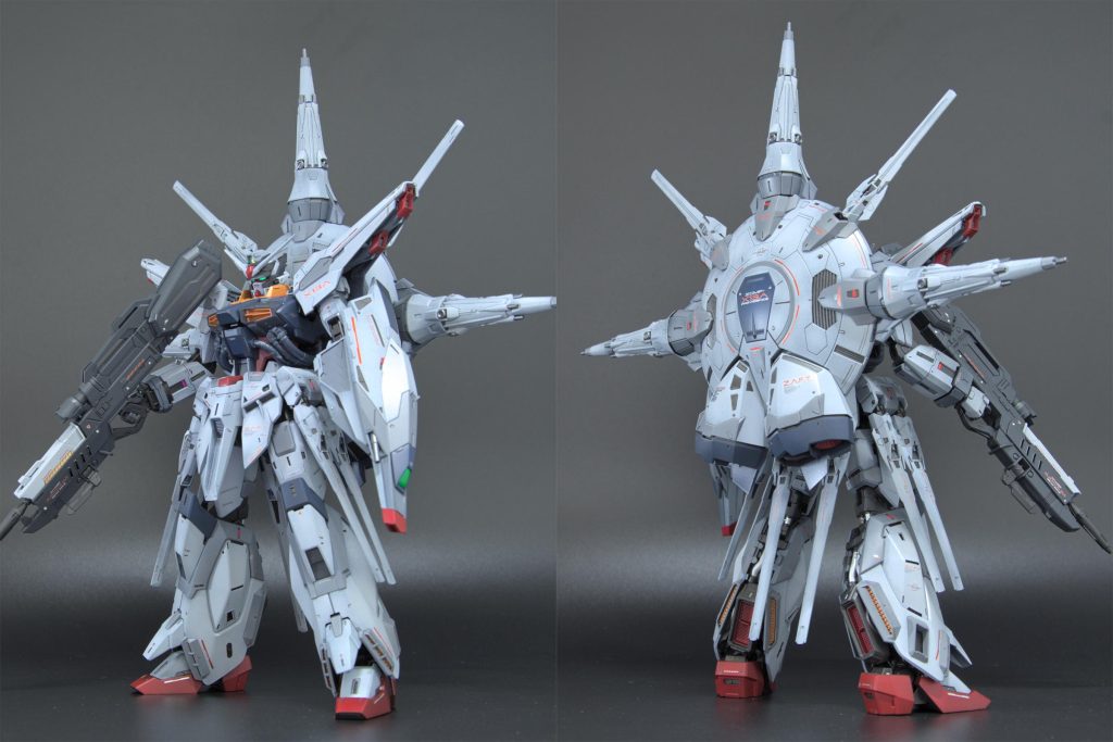 デカールはドラグーンディスプレイエフェクト付属のものを使用。足の空洞部分に鉛球を仕込んだので、補助がなくても自立は安定してます。いっぱいポージングさせたかったので、件の股関節はしっかり補強。軟質パーツのケーブルは塗装するか迷いましたがそのままです。