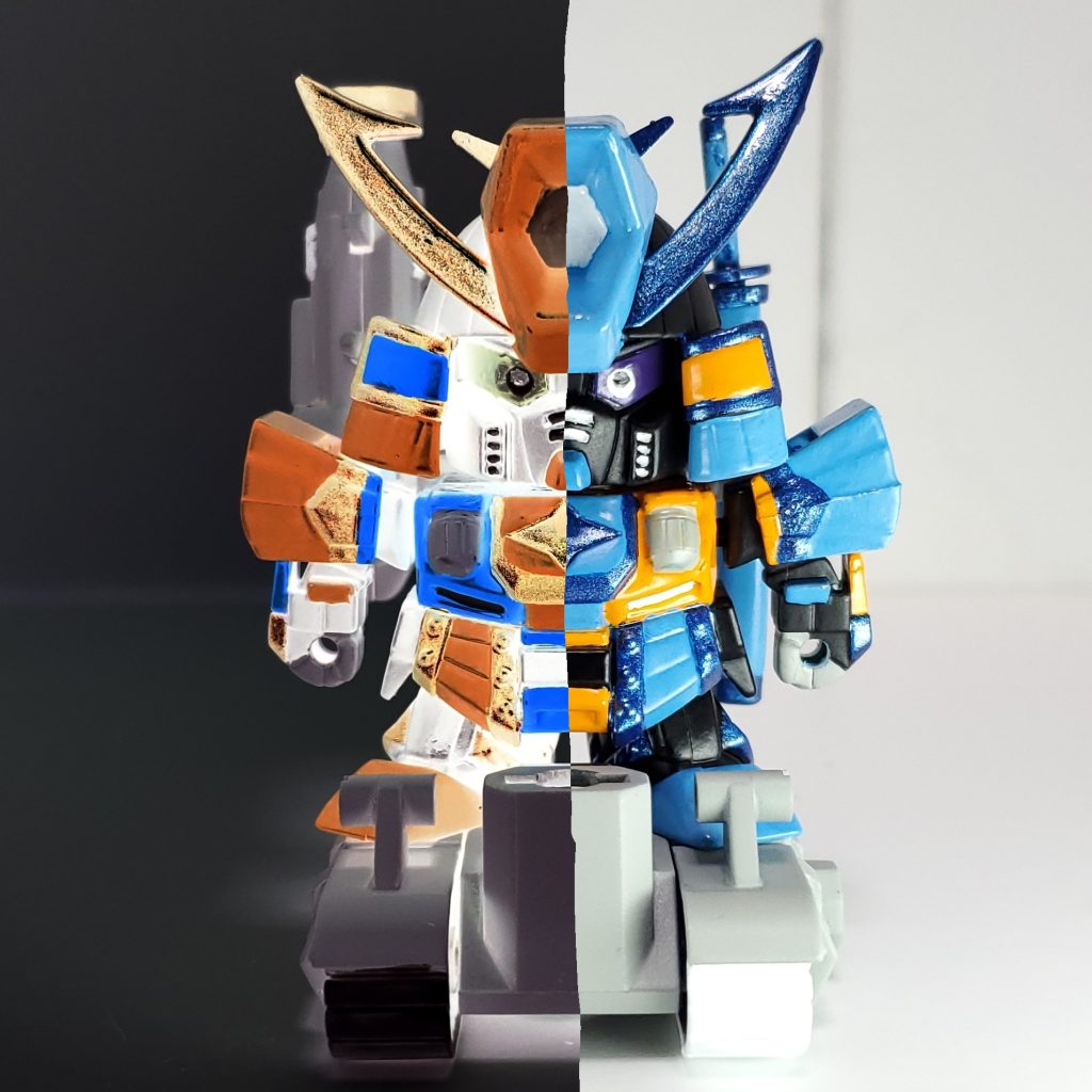 こちらの武者ダブルゼータは私の恒例行事である「誕生日に1日でできるところまで作ってしまおう」という企画で作ったものです。が、今年は当日仕事の為、先行して別日に作りました。ちなみに武者ダブルゼータの発売年月は私と一緒なので同い年であり、また、ちょっと違うことに挑戦ということで今回の塗装となりました。最後までご覧頂きありがとうございました！