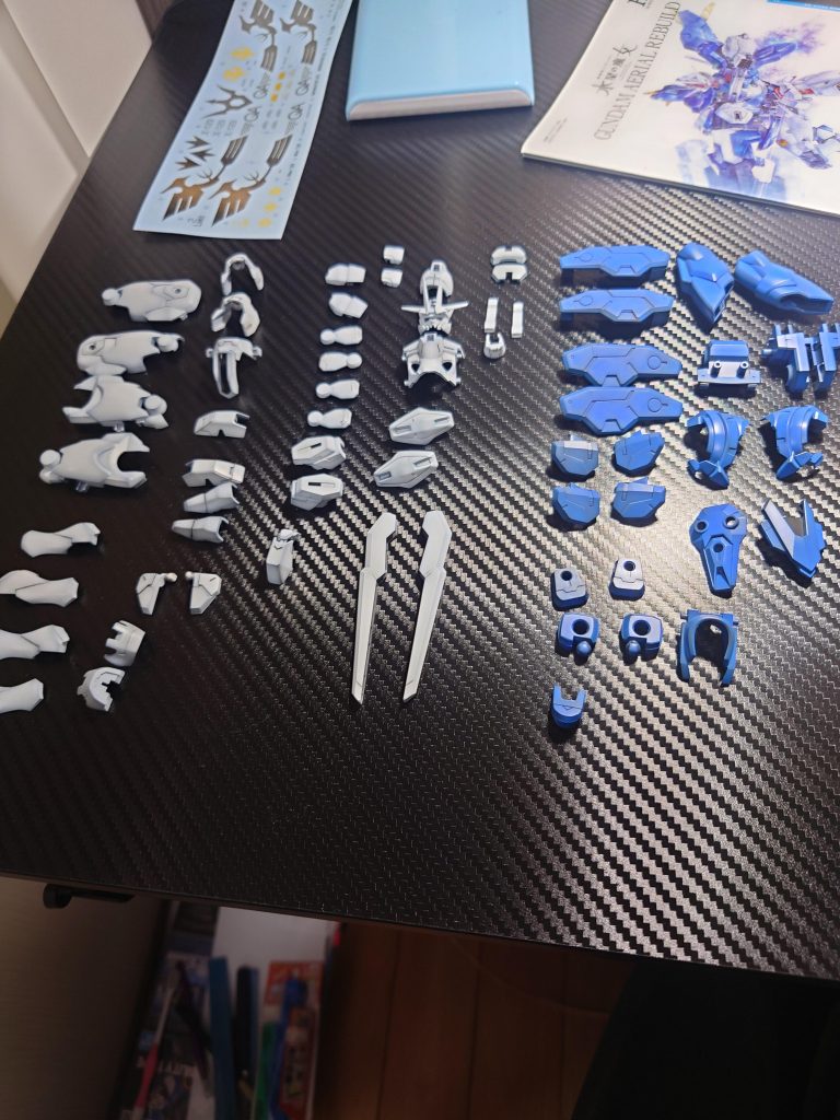 塗装は全般黒立ち上げからです😊青は少しトーンを落としたインディブルー＋コバルトブルー白はEXホワイトです