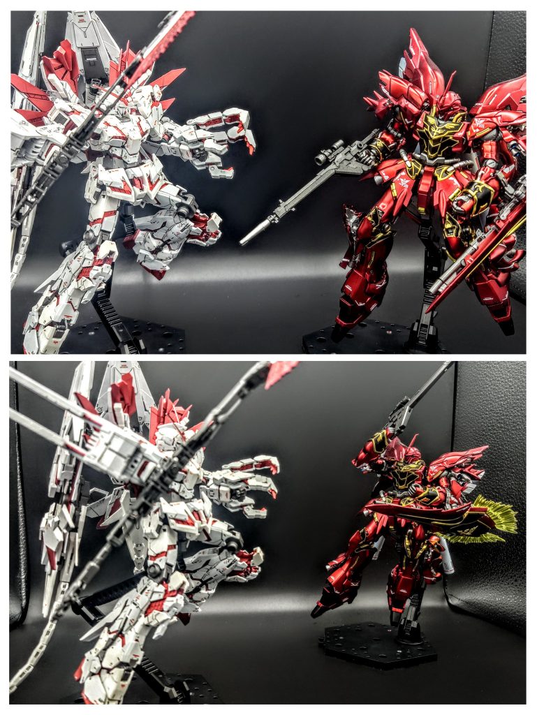 前回のシナンジュと。ユニコーンのライバル機はシナンジュであってるんでしょうか。すみません、見てないのでわかんないんです🙇🙇