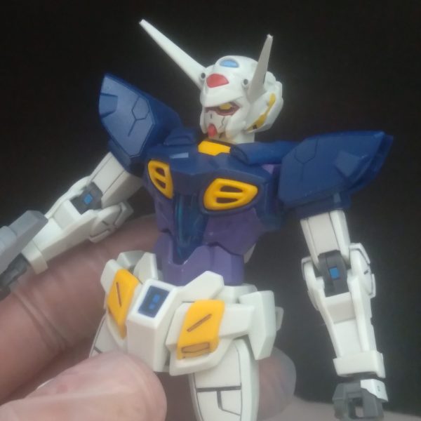 I'm repainting my hg G-Self. I like the way it looks as of now. The backpack ball joint broke on me, so I had to repair it. I just don't have any super glue at the moment. I drilled a hole and used a metal rod to support it（1枚目）