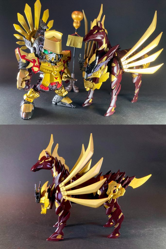 【軍馬 太平楽】秀吉インパルスガンダムの愛馬。威風堂々たる大柄な体躯の黒毛馬で、号は乱世を治め太平の楽土を夢見る秀吉の願いを込めて名付けられた。