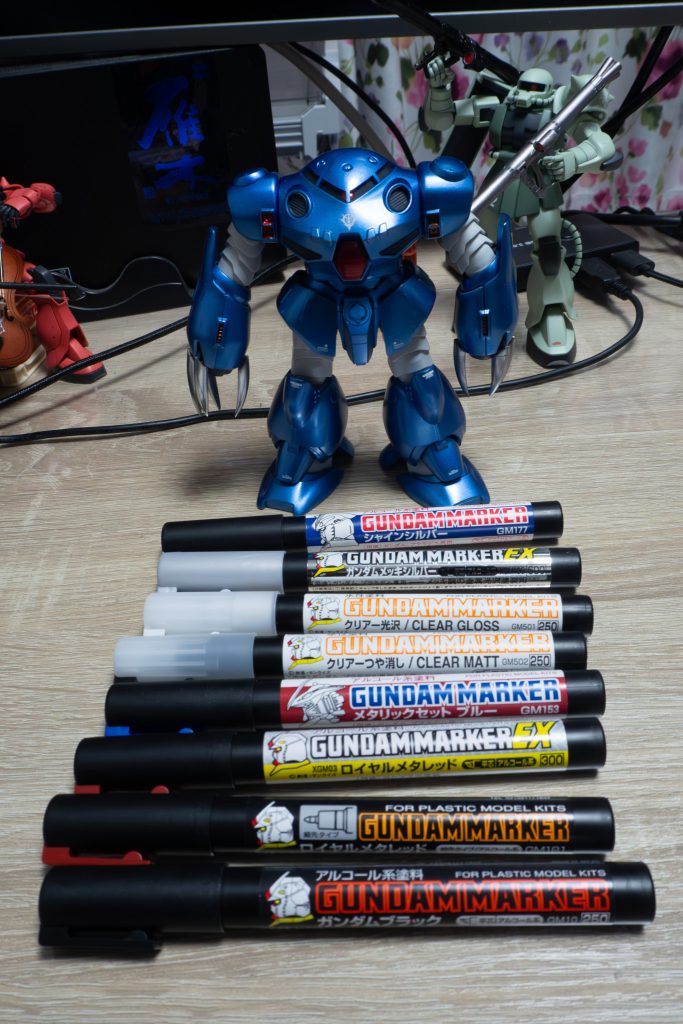使用したガンダムマーカーたち。あ、蛍光ピンク入ってない(笑)