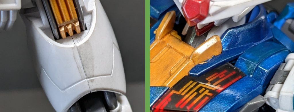 ゲート処理のやすり部分にウェザリングマスターの粉が入り込んだり、組み立て時に塗装ハゲ（首元部分）があったりでかなり雑に作ってしまいました。youtubeで筆塗してる人は本当にうまいですね。自分には難しい。