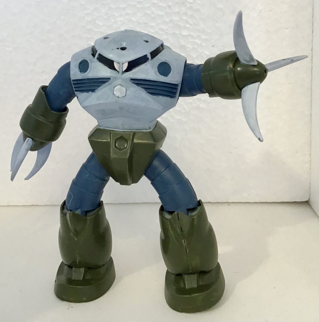 筆塗り全塗装．トップコートつや消し。上半身はあえて小筆で調色しながら、まだらにする、「安彦塗り」にしてみました。