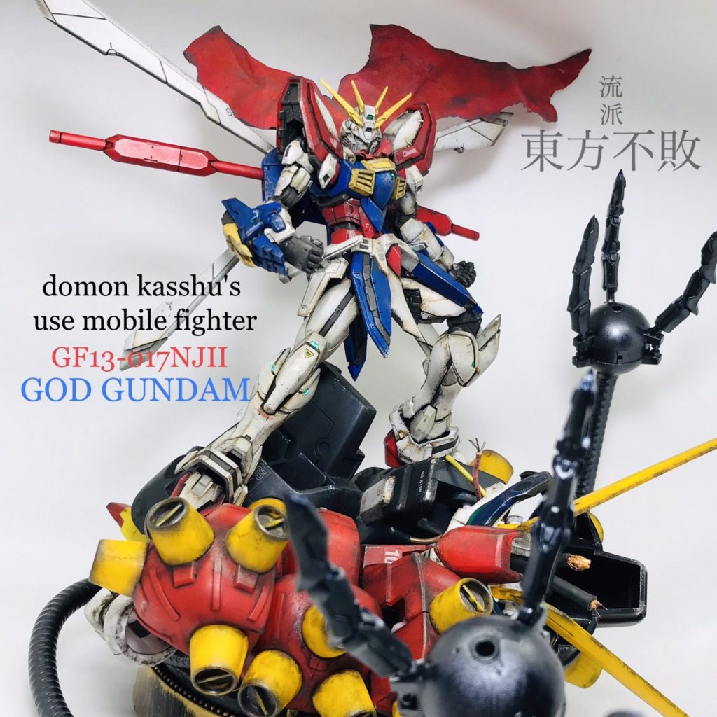 HG ゴッドガンダム　ジオラマ　塗装完成品　ガンプラ　Gガンダム セイラマスオ改修でより格闘機らしくなった「HGゴッドガンダム