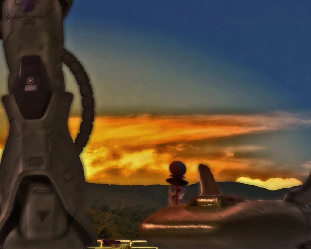 「綺麗です。地球の夕焼け、初めて見ました」ダンは黄昏れに染まる基地から山々を眺める。「ああ、まあ私はこの匂いの方が堪らんな」エイプは鼻を擦りながら顔をしかめる。「スペースノイドらしいですな。これはこの地球にいる生きとし生けるもの達の匂いですよ」そう言いながら近づいて来たのは大柄で黒髪短髪の風貌の男であった。「逆にその物言いはまるでアースノイドのようで」「こんな環境に2ヶ月もいれば嫌でもそうなりますよ。自分はここのMS隊を仕切っているオリバー・ディーンです」オリバーは手を差し出すとエイプもその手を握り返した。「先程、ここの責任者の方に会いましたが、まさか撤退中とは」「ええ、連邦軍がオデッサに仕掛けてくるとの話でしてね。アジア地区の部隊もオデッサに集結せよと指示が」「我々もオデッサに行く予定なんですよ。積荷を黒い三連星に届けなきゃならんのです」「えっ、あのゴロつき共が地球に降りているんですか?!」「我社の新型MSに彼らが乗るんですよ。最も私達が運ぶのはスペア部品ですけど。申し遅れました。私はツィマット社のエイプ・ノヴァと言います」オリバーはエイプの首からぶら下がったID証を見て理解した。「長居はさせられませんがオデッサに行くなら共に行動するのは可能ですので」「護衛付きで行けるなら寧ろ感謝ですよ」3人は互いの事情を話しながら基地内を歩く。