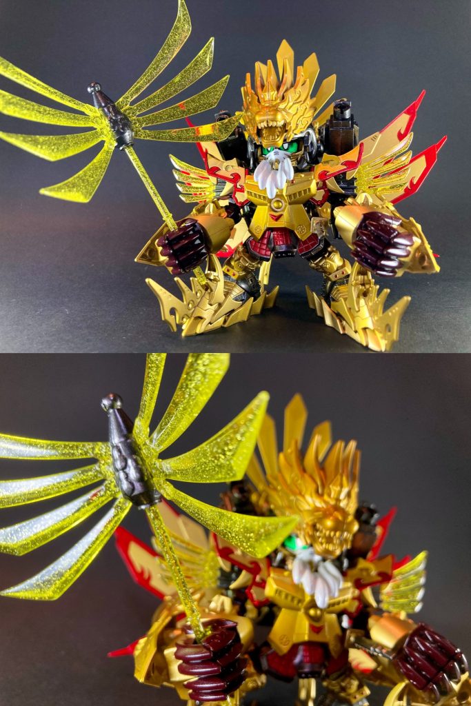 ■豊臣太閤シルエットムシャワールド全土を統一し天下人に昇った秀吉の姿。位人臣を極め、武家社会の頂点に君臨する絶大な権勢を顕現した最終形態。ムシャワールドの地脈から汲み上げた無尽蔵のエネルギー出力で圧倒的な日輪のパワーを誇る!