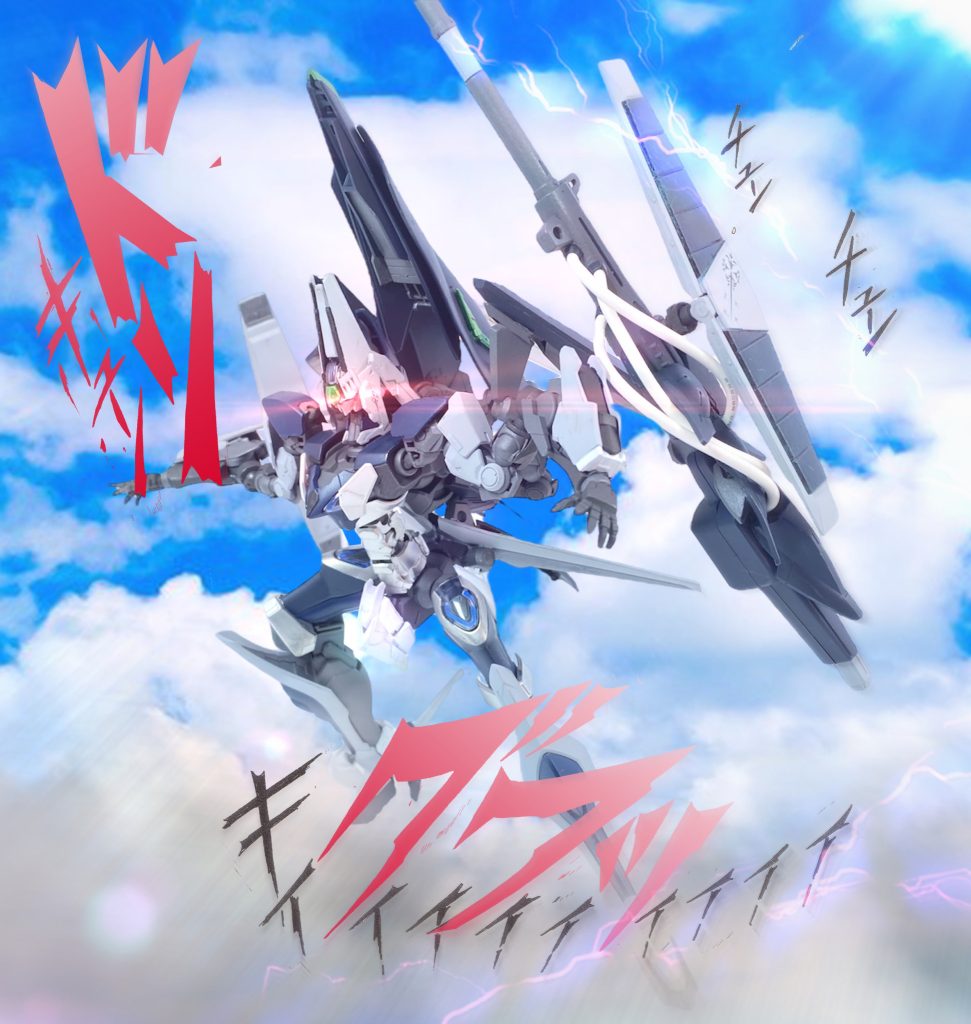 [原作シーン再現]原作において、ツバインヒがミラージュ騎士団に合流した際、手土産としてゲートシオンMk2を持ってきたシーン😌(本来はこの時点ではシステムカリギュラカラーでしたが！)高速接近からの変形！とどう足掻いてもかっこいいこのシーン、大好きなのです☺️