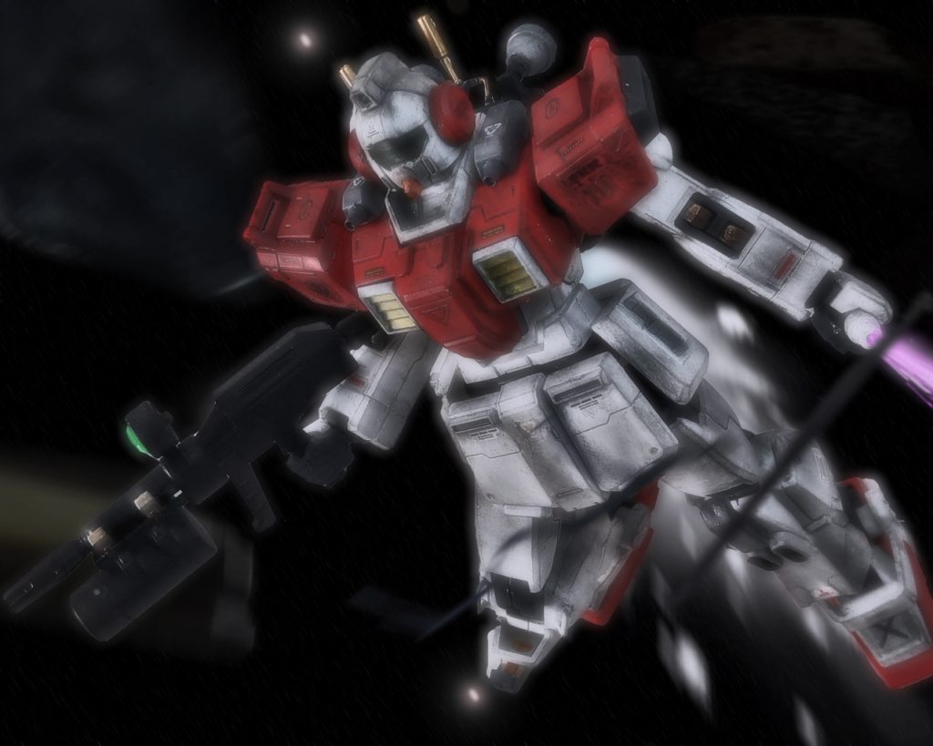 ネイマンは指定座標まで向かう最中レイドに通信する。「レイド、さっきはありがとう」「急にどうしたんです?」「俺は初めて敵に撃たれて焦っていた。お前の声がなければ正しい判断が出来ていなかったよ。」「その台詞は互いに生きて帰ったらにしましょう」「ああ、ここが正念場だ。座標侵入まであと12秒!」レイドの声が僅かだが震えている。ザク2機がメインカメラで捉えられる距離まで来るとスコープを合わせた。