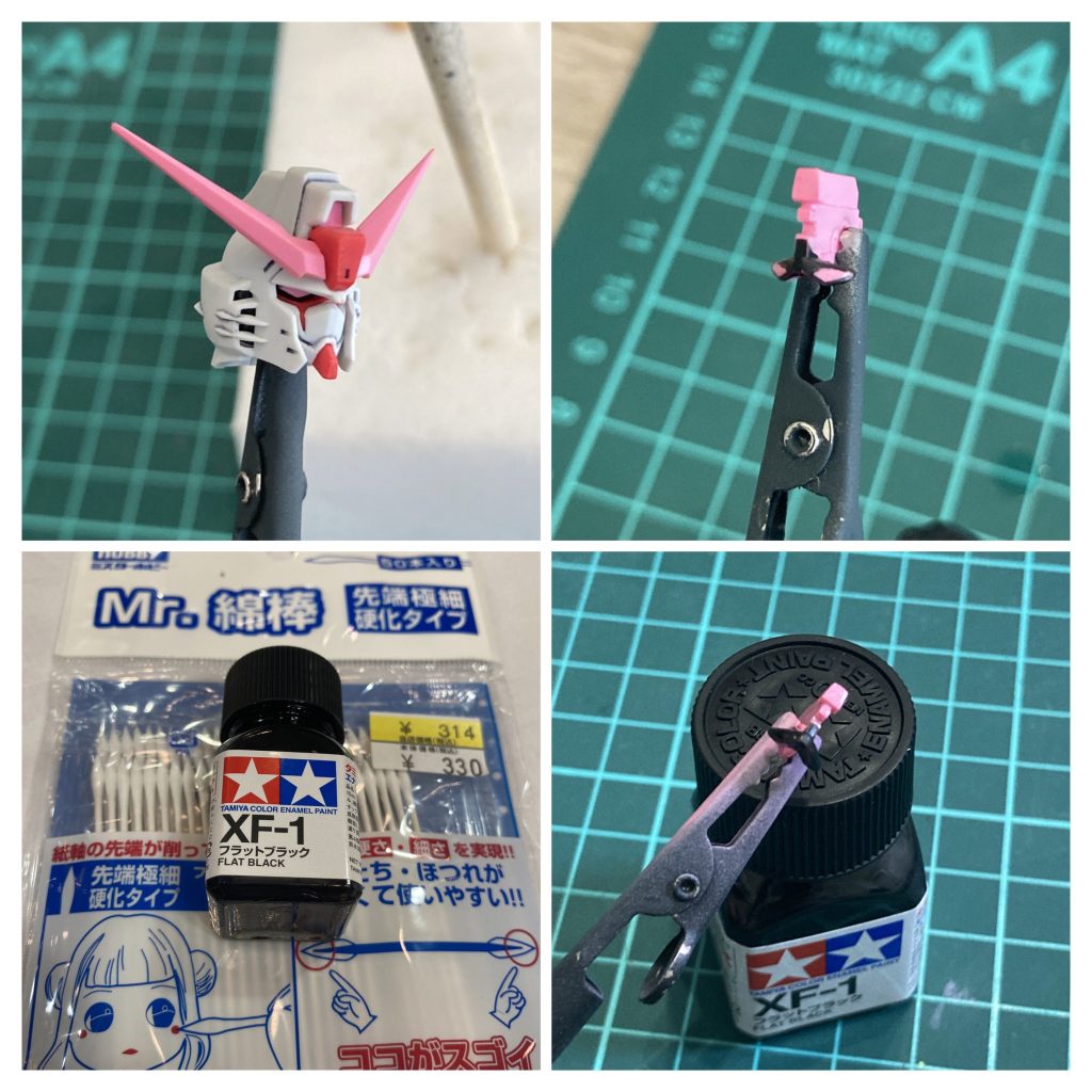 アクリル塗料でカメラの色を塗り、エナメル黒で重ね塗り、乾燥後にエナメル溶剤を使ってカメラの部分だけ拭き取る作業。メジャーな作業のようですが私は初めてやりました。なんで今までやらなかったんだろう。これはとても良い。