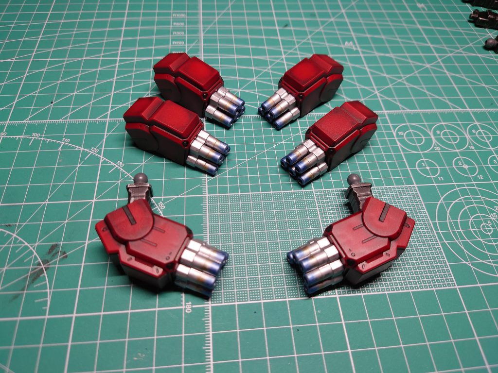 メガ粒子砲はシルバー→ツヤ消しトップコート→ウェザリングマスターで焼き色にしました(*´꒳`*)