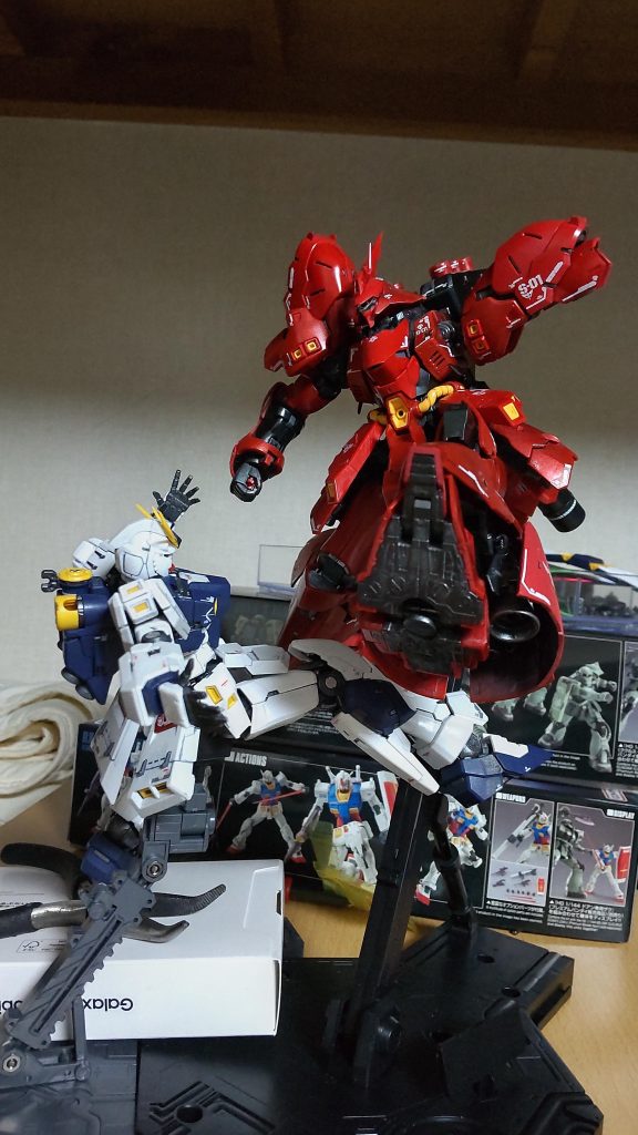 以前作ったRGでポージングをしました。ポーズが気に入り、ジオラマにしてみたくなりました。