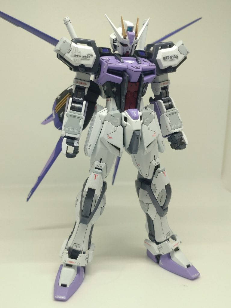 前面。書籍を真似したり、RGのパネルラインを参考にしてスジボリを追加しました。