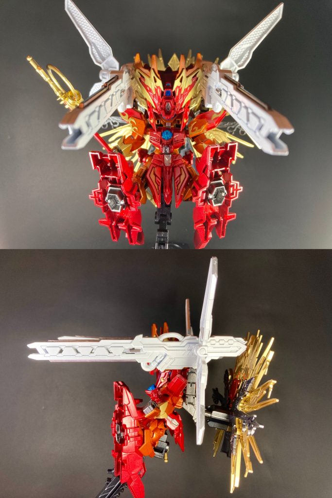 これら高火力兵装はあくまで抑止力、不殺生の戒に従い戦闘での使用は想定していない。それでも絶大火力を誇る輪宝の威光は、天海ジェガンの背に輝くだけで有象無象を黙らせる圧倒的戦略要因となる。またこれほど複雑な火器管制システム運用構築には火縄・大筒武装の高度な専門知識が必要なはずだが…。