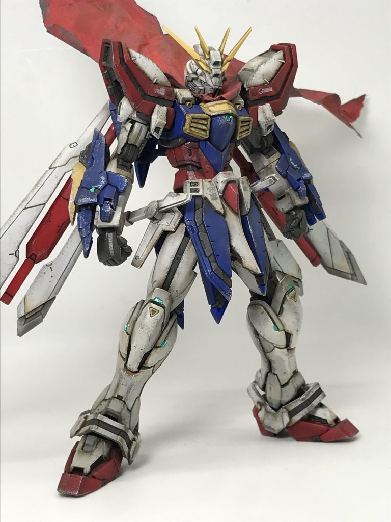 RG ゴッドガンダム VS デビルガンダム 東方は赤く燃えている お手軽ジオラマ 成形色  ウェザリング仕上げ｜tamamaさんのガンプラ作品｜GUNSTA（ガンスタ）