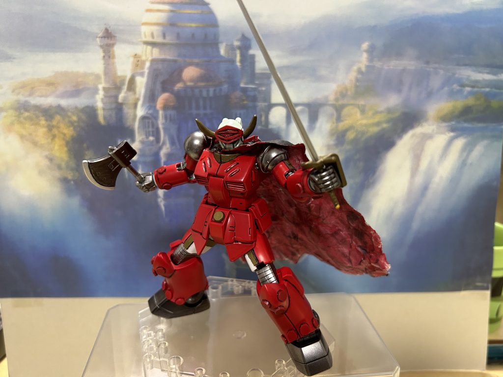 武器の斧は手待ちのBB戦士から剣はプラモデルアクセサリMW33ナイトサード、大斧はエヴァンゲリオンシリーズから拝借して塗装しました。