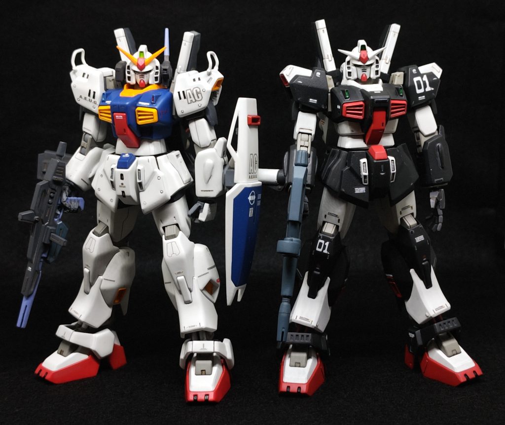 去年作ったマークIIと。こうなるとG-3風のカラーリングも…。いや、やりませんけどね。https://gumpla.jp/hg/1213404