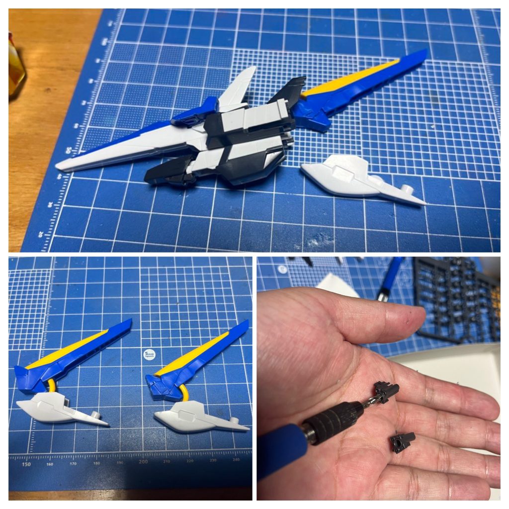 V2のバインダーは黄ランナーの角っこを利用して展開状態に。接続は78側のブースターに穴あけしてボールデンボール(小)を生やして接続できるようにしました。