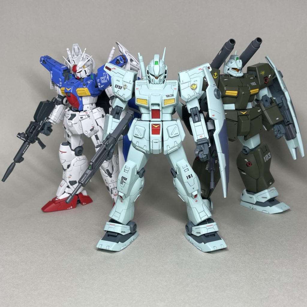 アルビオン第一小隊 RGガンダムGP01Fbフルバーニアン、HGUCジムキャノン2(キース機)と並べてみました。