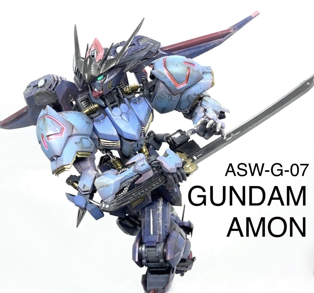 鉄血らしさを出すため、ダメージ加工、ウェザリングを施し、歴戦の猛者というイメージで制作しました。