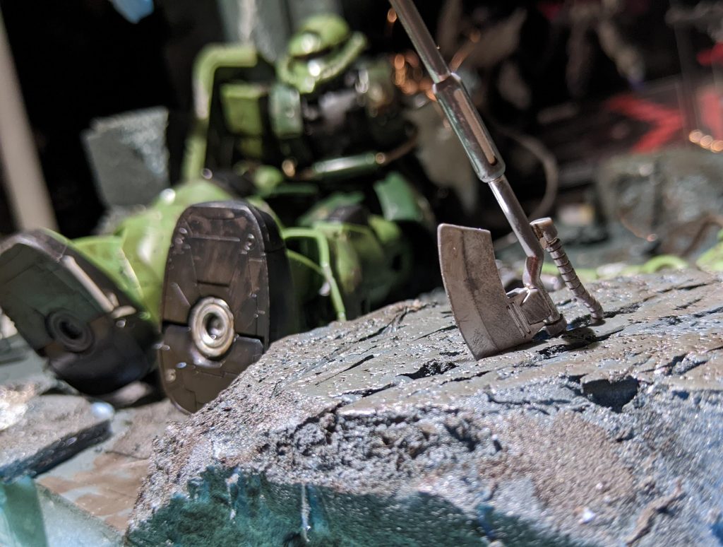 ジオラマ製作の実験台としても使ってた本機ですが、何をしたかといえば　汚し、動力パイプの交換、ダメージ加工、つや消し、デカールなど色々してたりします。ぶっちゃけあとは変えてません。