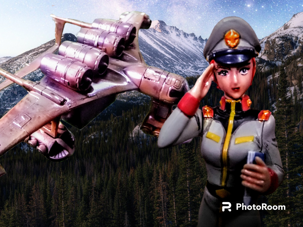 ミデア輸送隊がホワイベースの補給に行った「アノ場所」に近い背景があったので思わず合成?本当はトリプルドムも付けたかったところなのですが・・・・・😁