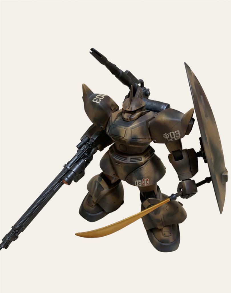 機体番号はありものの黒い三連星オリジン版を貼ったのと、大好きなランバラルのマークを使用しました。ランバラルがゲリラ屋として砂漠で戦闘する為にゲルググキャノンを改修したという妄想です いつも閲覧頂きありがとうございます。2021年頃から作り溜めていたガンプラがまだまだ沢山あるので、今後もアップしていきたいと思います🙇🏻 