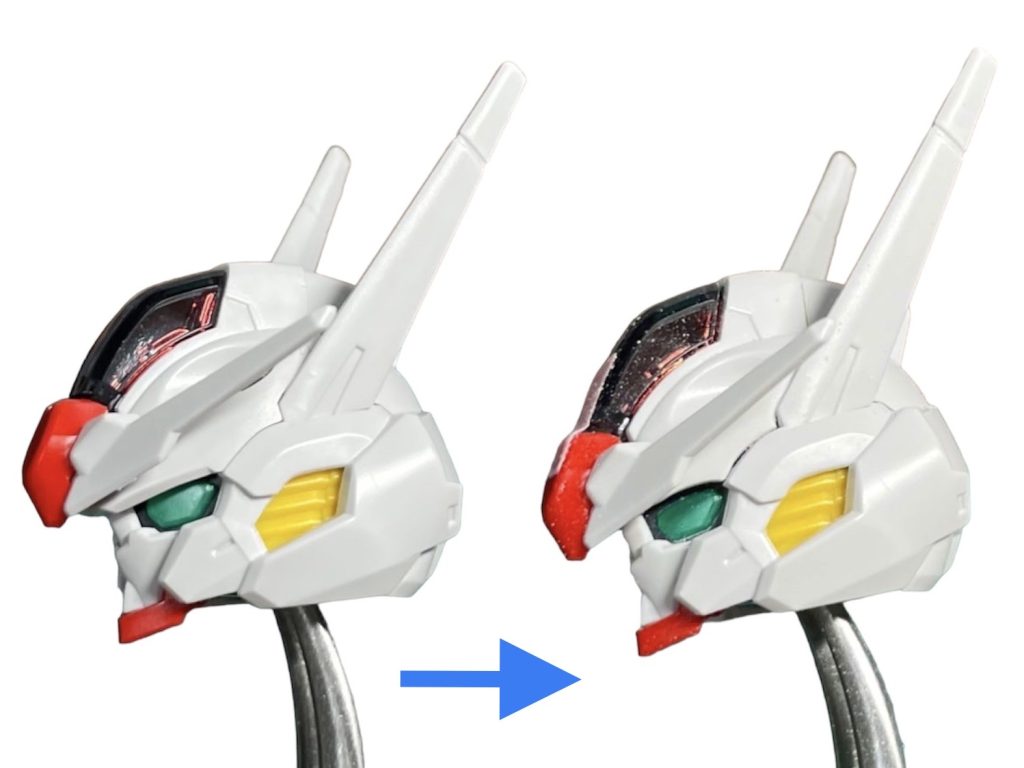 頭部前側パーツを微調整しアンテナ位置を変更