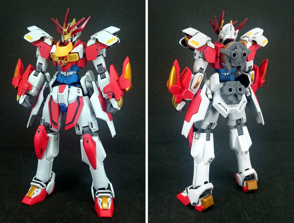 カグツチ本体はこのようになっています。背中と腰に色々付けられるようになっていますが、支援機が産まれるまでは炎エフェクトオンリーでした。