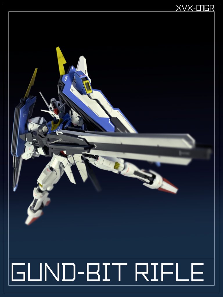 新型GUNDビット3基全てを「ビームライフル」に接続する事により、高火力砲撃形態「ガンビットライフル」として運用が可能となる。開放型バレルを採用し、GUNDフォーマット由来の高次元のパーメット粒子の制御能力を用いた集束率の変更で、様々なビームの撃ち分けが可能。最大威力は「ガンダム・エアリアル(改修型)」の同名装備には及ばないものの、出力を制限される決闘仕様での運用時においても¨過剰な威力¨である事に変わりはない。