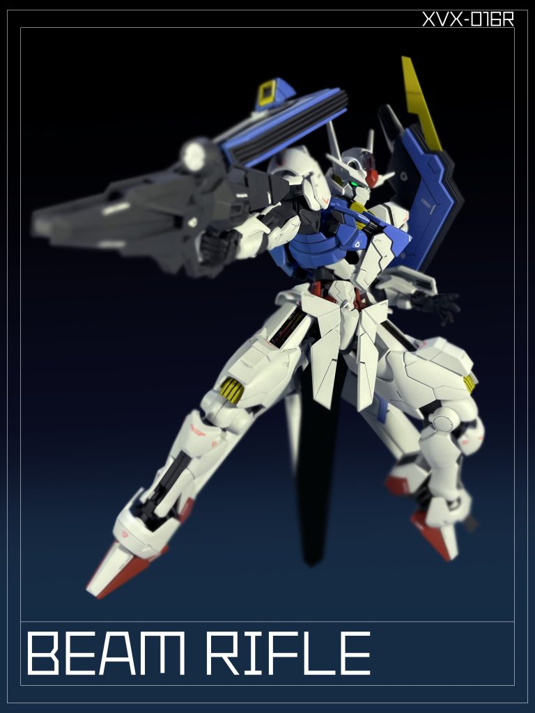 「エスカッシャン」を構成する11基のGUNDビット「ビットステイヴ」をはじめとする「ガンダム・エアリアル」の各種武装「頭部ビームバルカン」 「ビームライフル」「ビームサーベル」等は引き続き装備される。