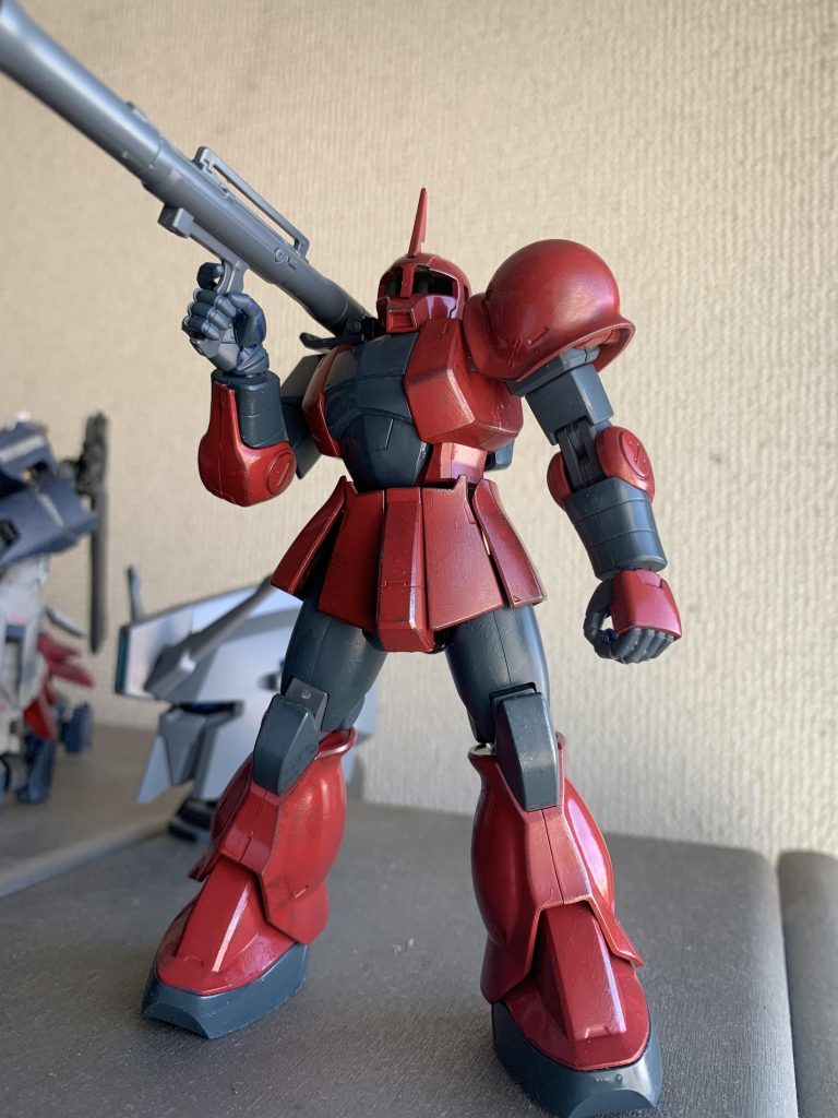 ランナーの状態で2回、組んでからもう2回重ね塗りしました。これはドライブラシまでやったところで、このあと墨入れ、水転写デカール、パステルシャドウ、トップコートで完成としました。