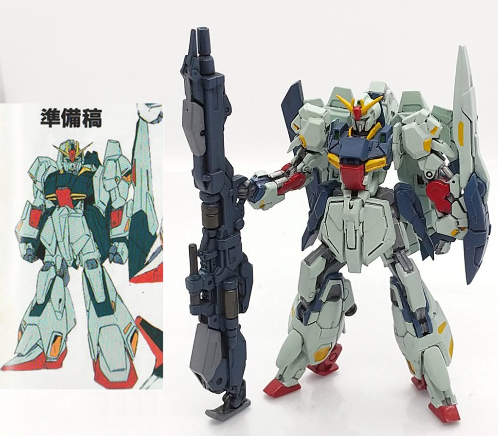 非常に出来の良いキットで素立ちポーズもいいでですが、股関節にハの字加工を施したプロポーションは秀逸で、アーティファクト独特のアレンジがどことなくレトロ感がある準備稿カラーにも意外に似合いノーマルカラーとは違った魅力が感じられます。