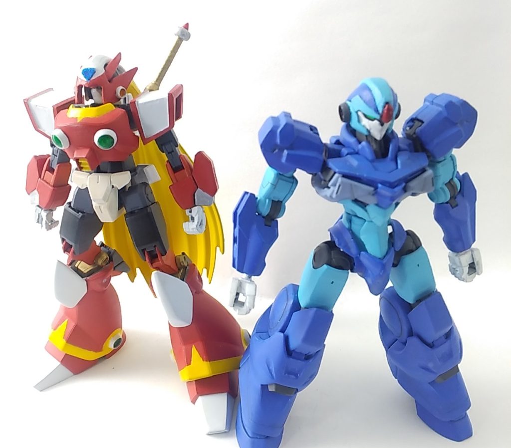 二人のハンターいつかはエックスも作ろうと思っていましたが、赤い機体VS青い機体のイベントはいい機会になりました。約2年越しで揃えることができました。