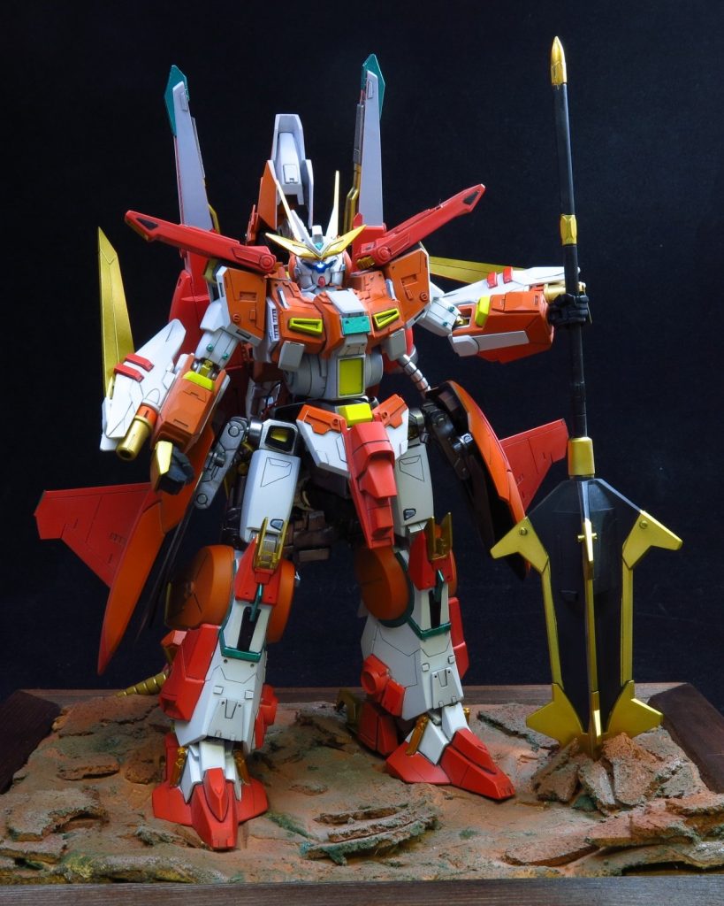 このガンプラを作る発端が、バルバトスのレンチメイスが恐竜の頭にしか見えなくて、いっそ恐竜に変形できる作品作ろうっていう安直な発想から始まってますw家にあったジャンク(トライオン3とか)をかき集めて力強い見た目にアレンジしました