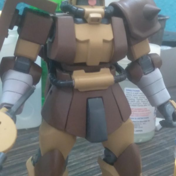 My custom kitbash of the black tri stars zaku and gouf custom. Painted in desert colors. I've got a few minor things to finish up（2枚目）